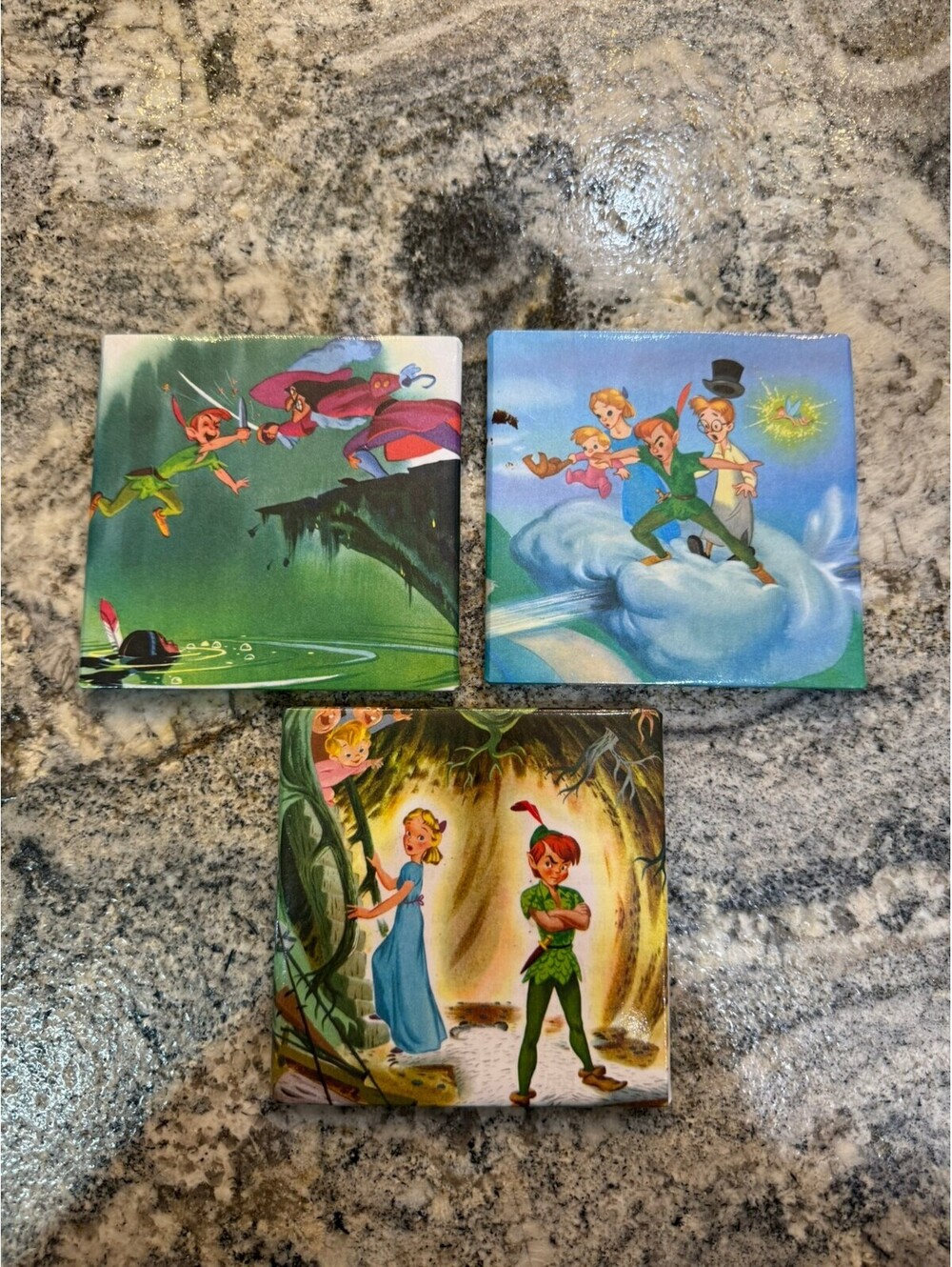 Set of 3 Kurtasaurus Peter Pan Themed Coasters